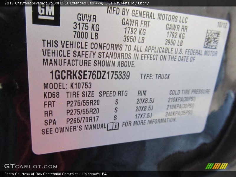 Blue Ray Metallic / Ebony 2013 Chevrolet Silverado 2500HD LT Extended Cab 4x4