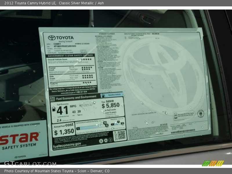 Classic Silver Metallic / Ash 2012 Toyota Camry Hybrid LE