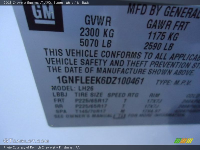 Summit White / Jet Black 2013 Chevrolet Equinox LT AWD