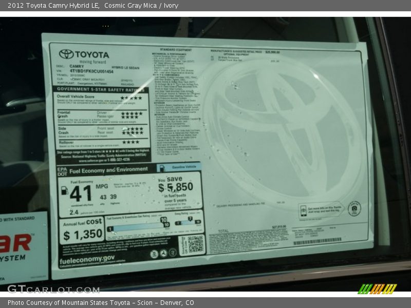 Cosmic Gray Mica / Ivory 2012 Toyota Camry Hybrid LE