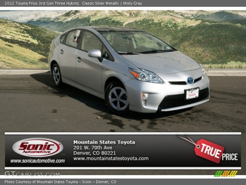 Classic Silver Metallic / Misty Gray 2012 Toyota Prius 3rd Gen Three Hybrid