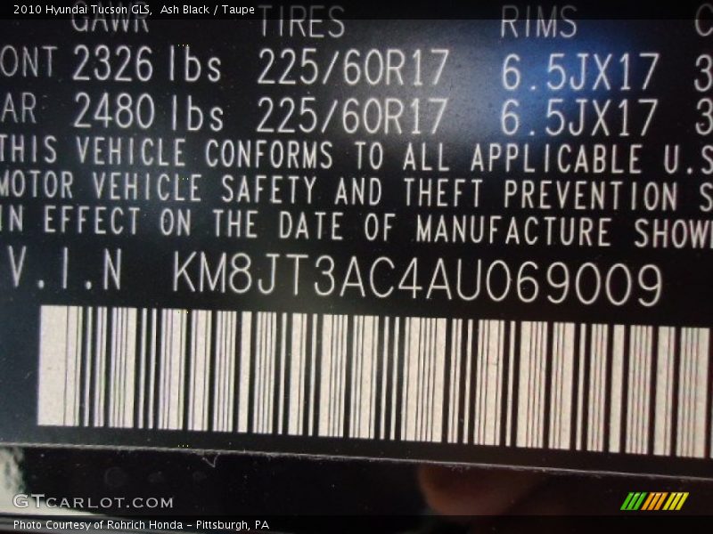 Ash Black / Taupe 2010 Hyundai Tucson GLS