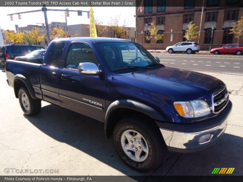 Stellar Blue Pearl / Gray 2002 Toyota Tundra SR5 TRD Access Cab 4x4