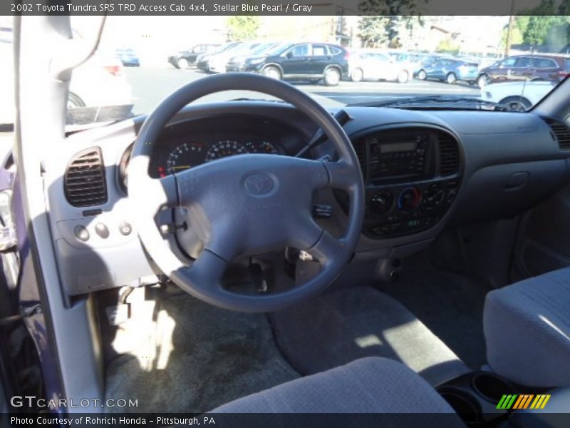 Stellar Blue Pearl / Gray 2002 Toyota Tundra SR5 TRD Access Cab 4x4