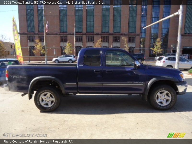 Stellar Blue Pearl / Gray 2002 Toyota Tundra SR5 TRD Access Cab 4x4