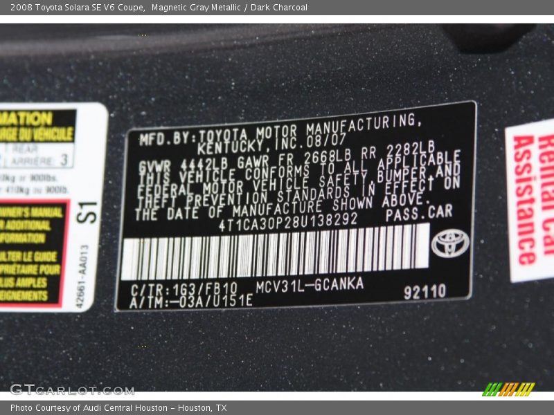 Magnetic Gray Metallic / Dark Charcoal 2008 Toyota Solara SE V6 Coupe