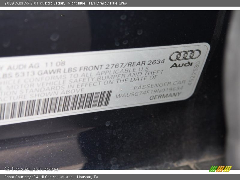 Night Blue Pearl Effect / Pale Grey 2009 Audi A6 3.0T quattro Sedan