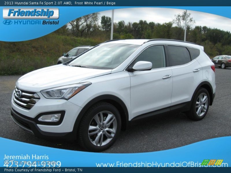 Frost White Pearl / Beige 2013 Hyundai Santa Fe Sport 2.0T AWD