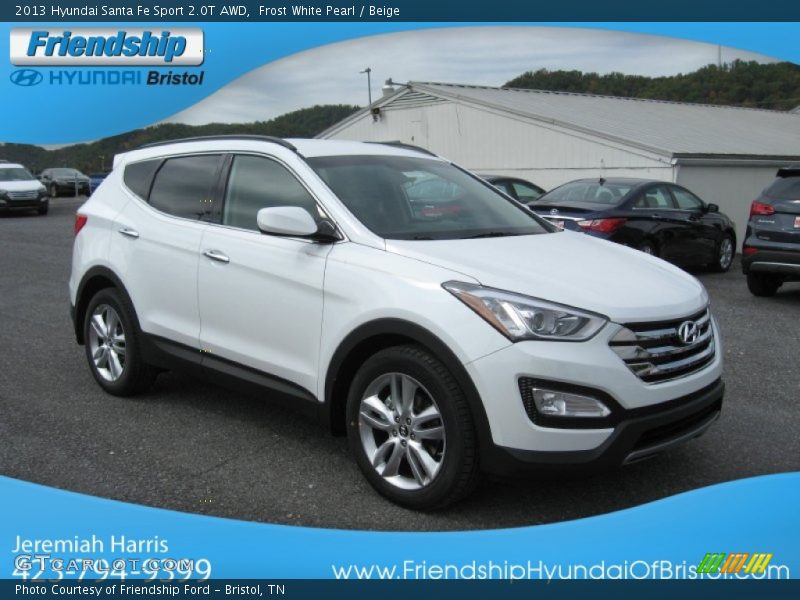 Frost White Pearl / Beige 2013 Hyundai Santa Fe Sport 2.0T AWD