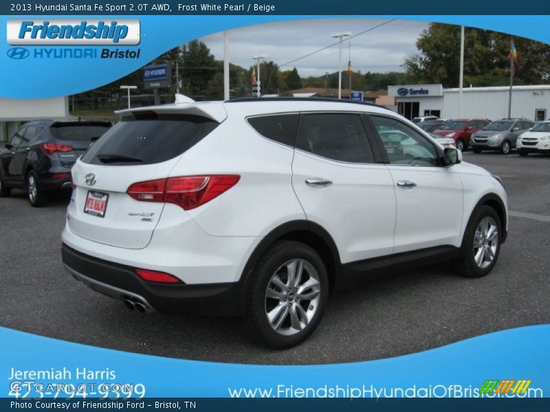 Frost White Pearl / Beige 2013 Hyundai Santa Fe Sport 2.0T AWD