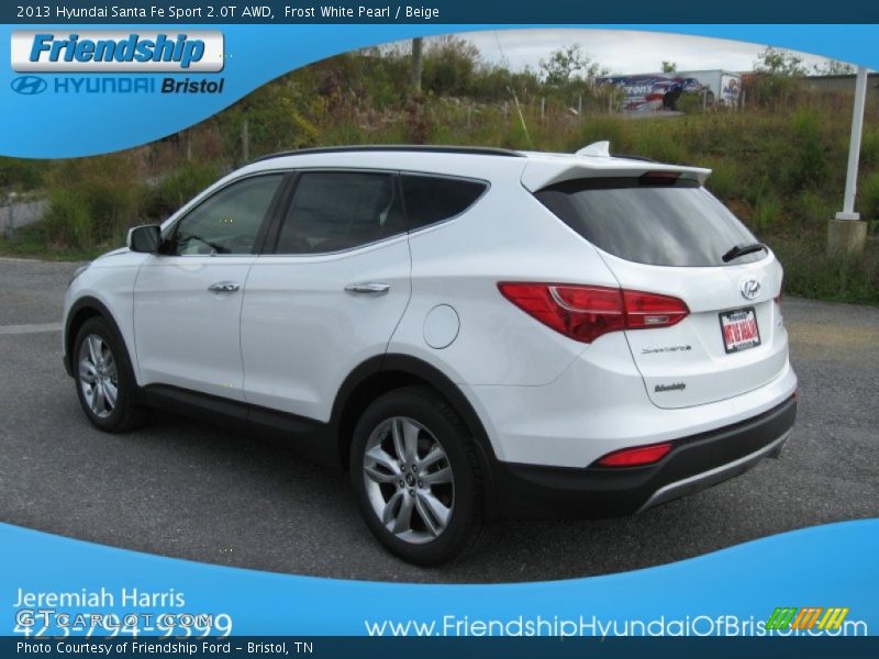 Frost White Pearl / Beige 2013 Hyundai Santa Fe Sport 2.0T AWD