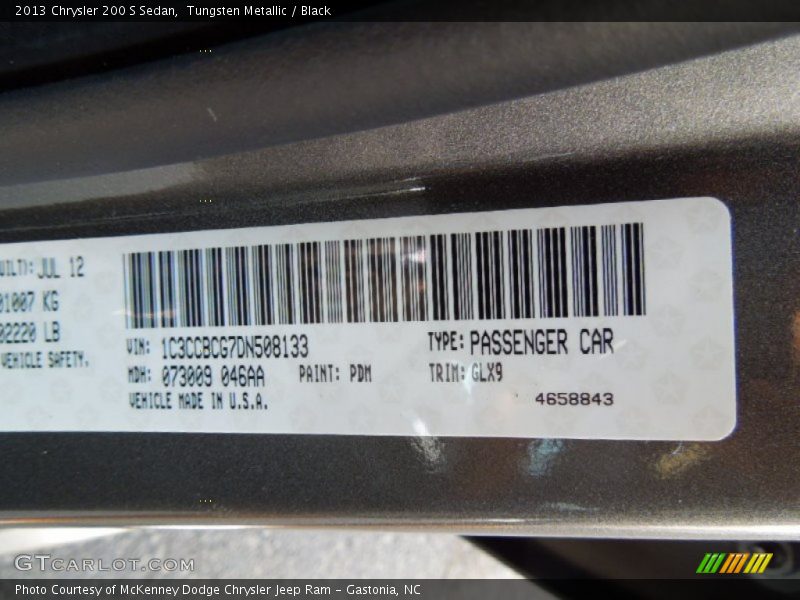2013 200 S Sedan Tungsten Metallic Color Code PDM