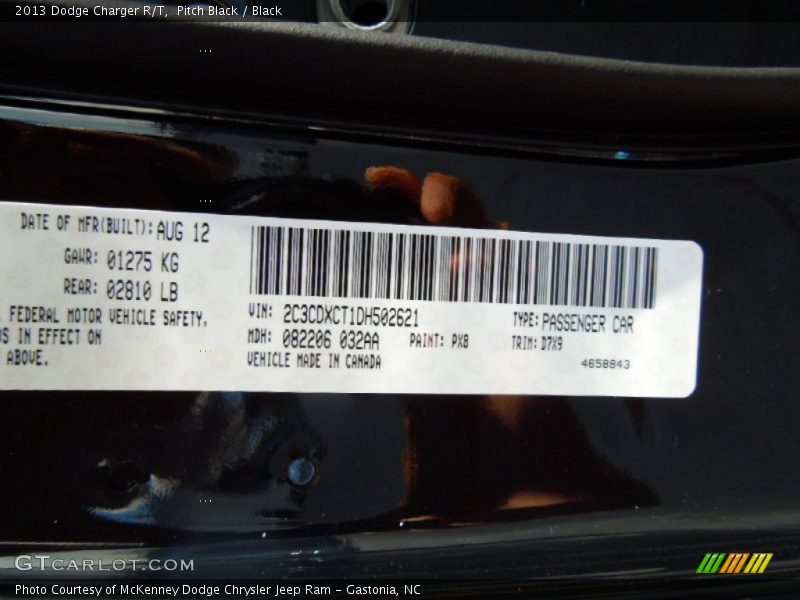 Pitch Black / Black 2013 Dodge Charger R/T