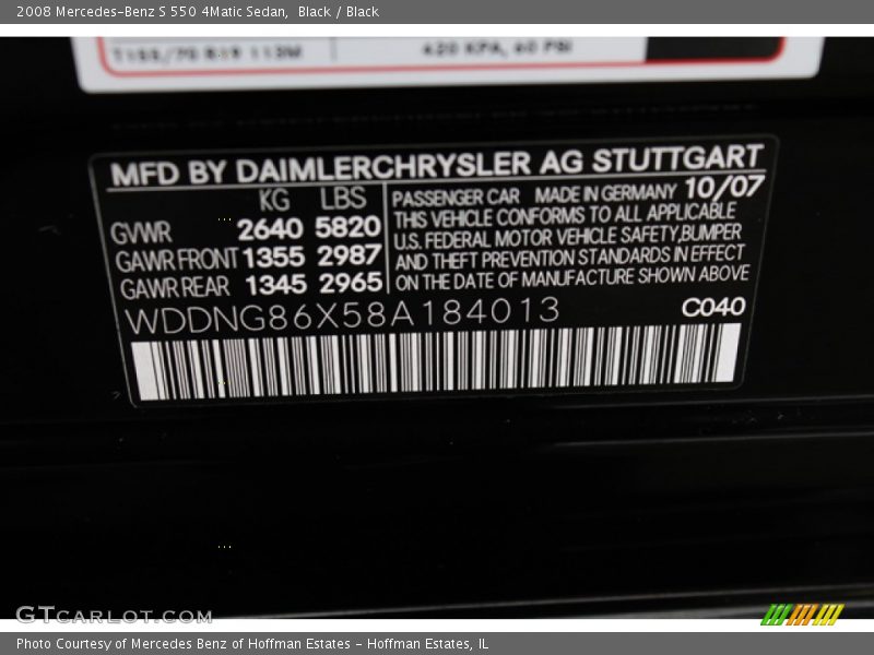 Black / Black 2008 Mercedes-Benz S 550 4Matic Sedan