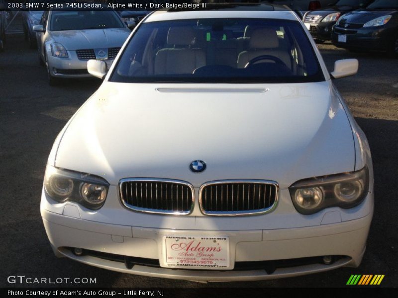 Alpine White / Dark Beige/Beige III 2003 BMW 7 Series 745Li Sedan