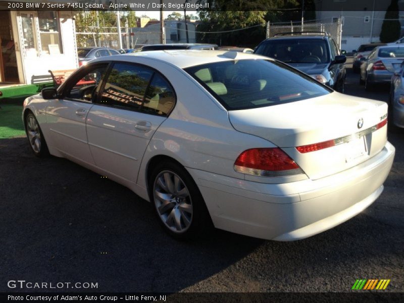 Alpine White / Dark Beige/Beige III 2003 BMW 7 Series 745Li Sedan