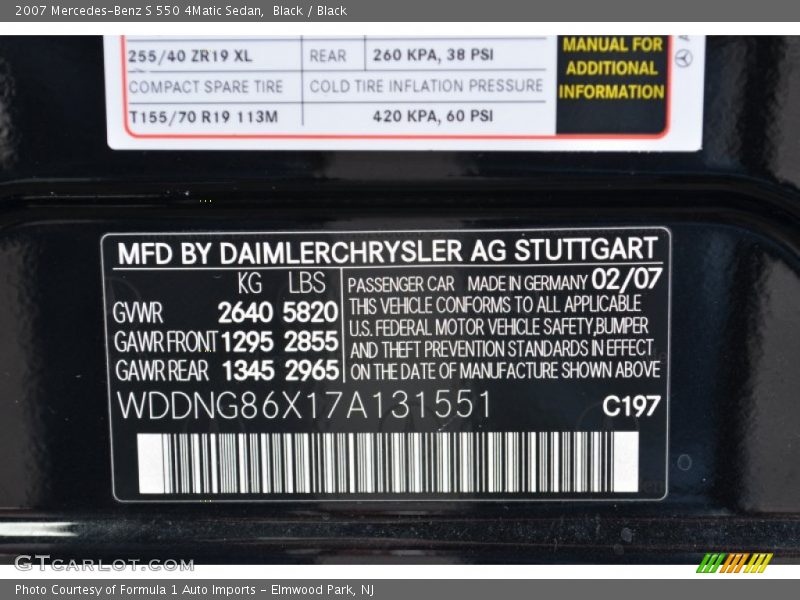 Black / Black 2007 Mercedes-Benz S 550 4Matic Sedan