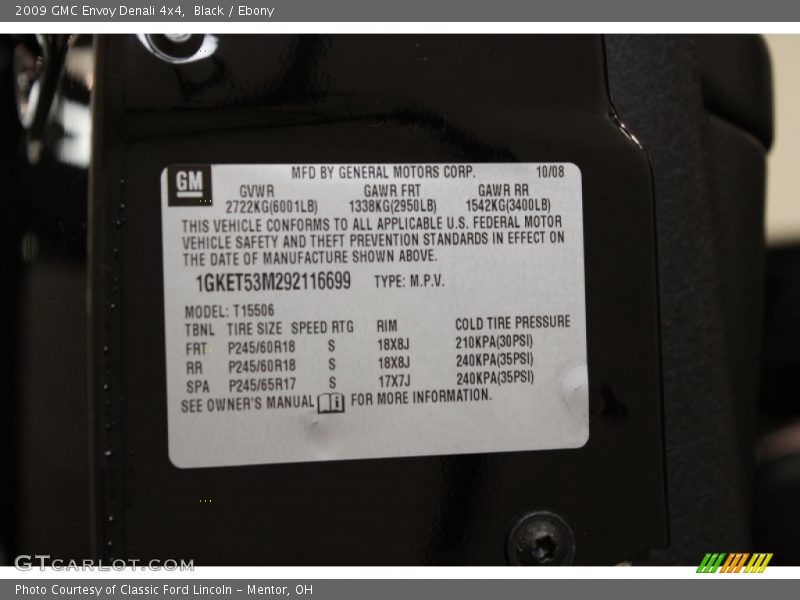 Black / Ebony 2009 GMC Envoy Denali 4x4