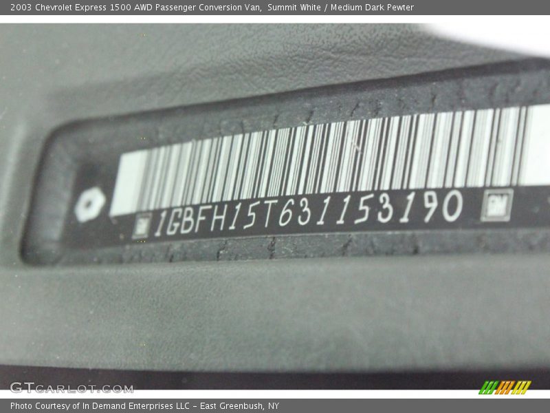 Summit White / Medium Dark Pewter 2003 Chevrolet Express 1500 AWD Passenger Conversion Van