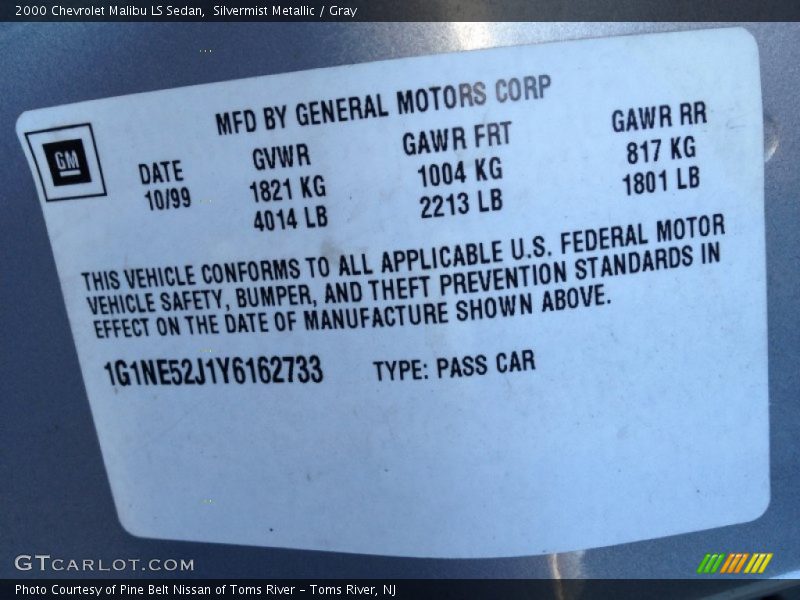 Silvermist Metallic / Gray 2000 Chevrolet Malibu LS Sedan