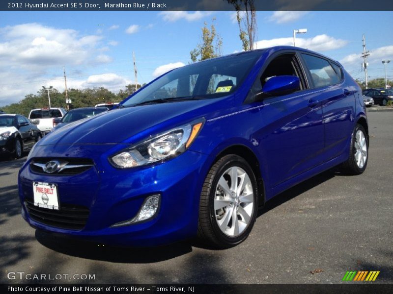 Marathon Blue / Black 2012 Hyundai Accent SE 5 Door