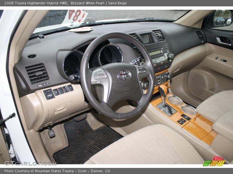 Blizzard White Pearl / Sand Beige 2008 Toyota Highlander Hybrid 4WD