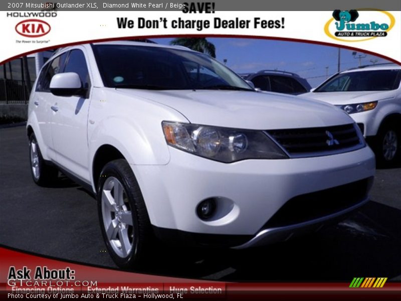 Diamond White Pearl / Beige 2007 Mitsubishi Outlander XLS