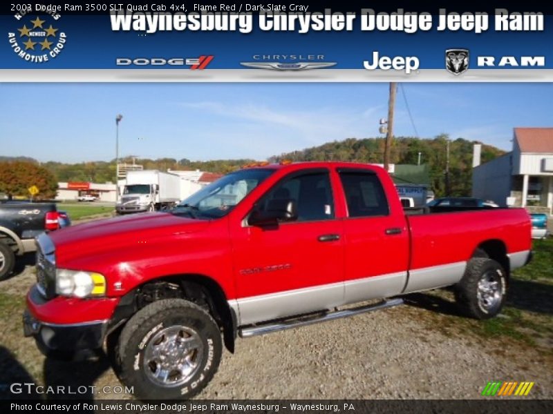 Flame Red / Dark Slate Gray 2003 Dodge Ram 3500 SLT Quad Cab 4x4