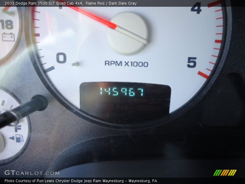 Flame Red / Dark Slate Gray 2003 Dodge Ram 3500 SLT Quad Cab 4x4