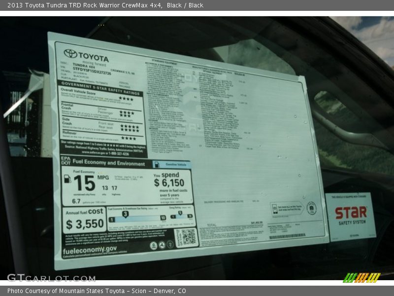  2013 Tundra TRD Rock Warrior CrewMax 4x4 Window Sticker