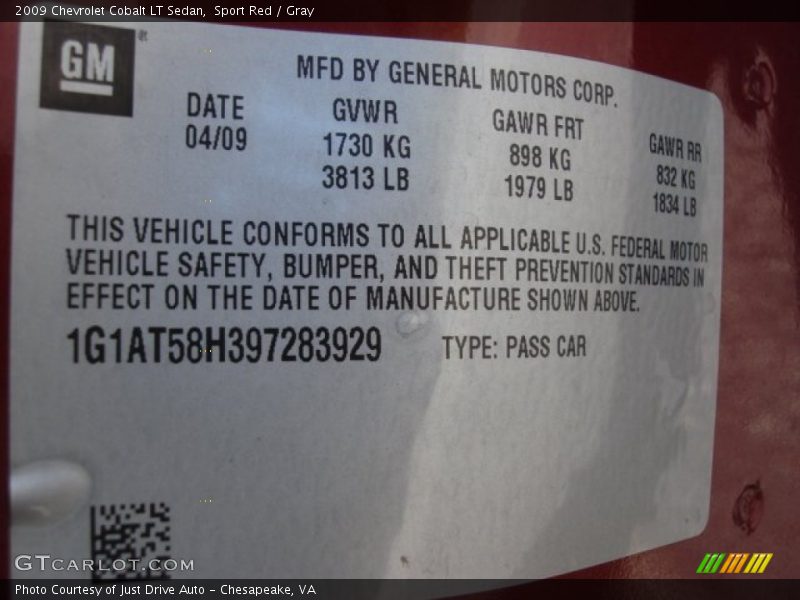 Sport Red / Gray 2009 Chevrolet Cobalt LT Sedan