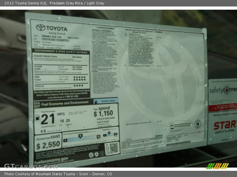 Predawn Gray Mica / Light Gray 2013 Toyota Sienna XLE