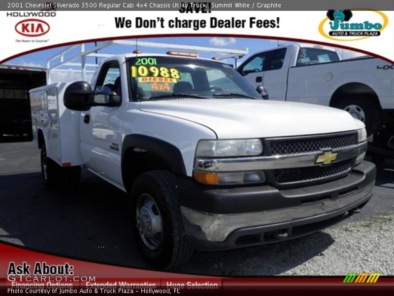 Summit White / Graphite 2001 Chevrolet Silverado 3500 Regular Cab 4x4 Chassis Utility Truck