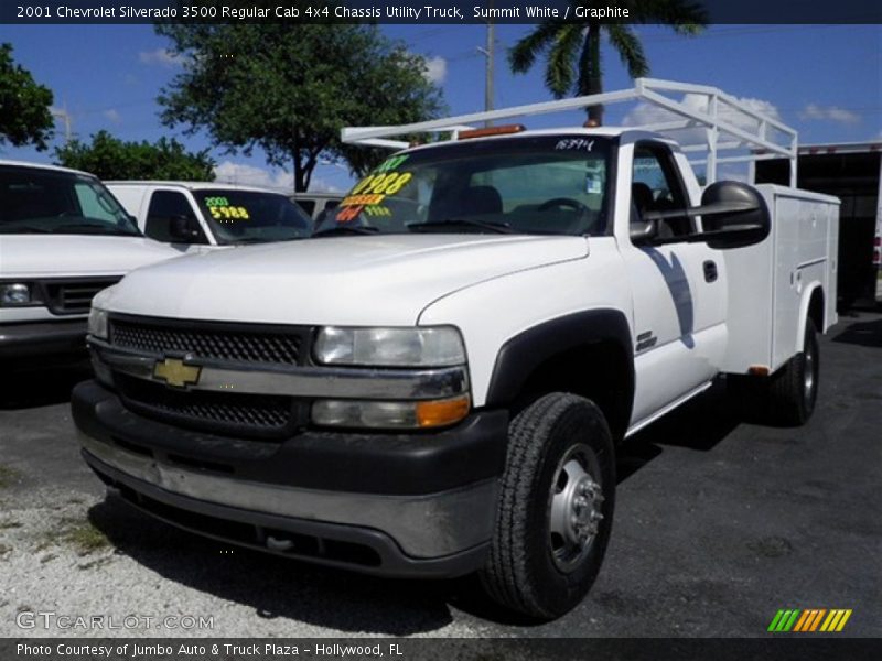 Summit White / Graphite 2001 Chevrolet Silverado 3500 Regular Cab 4x4 Chassis Utility Truck
