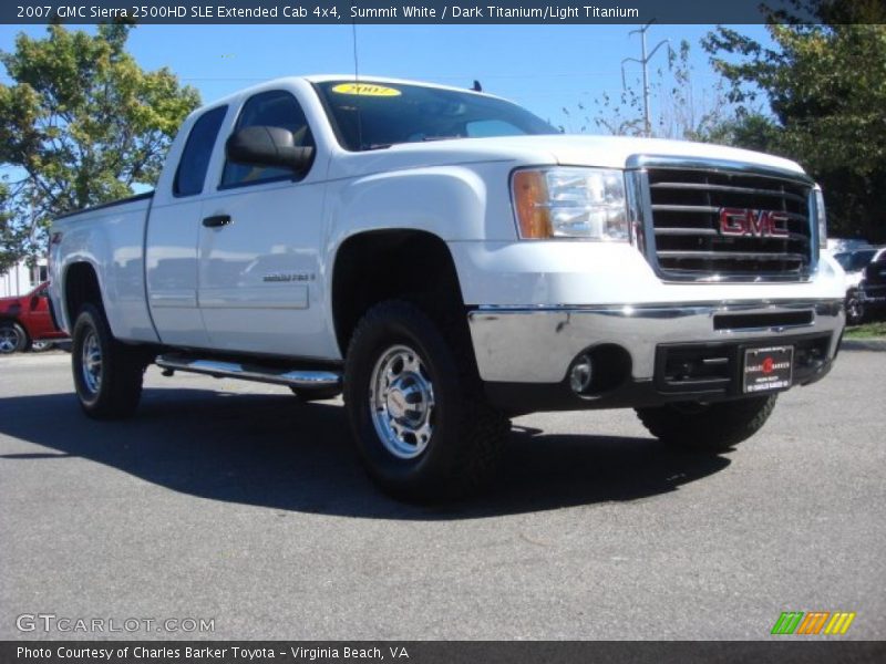 Summit White / Dark Titanium/Light Titanium 2007 GMC Sierra 2500HD SLE Extended Cab 4x4