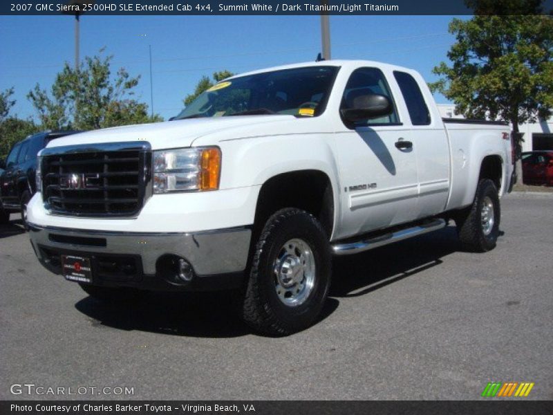 Summit White / Dark Titanium/Light Titanium 2007 GMC Sierra 2500HD SLE Extended Cab 4x4