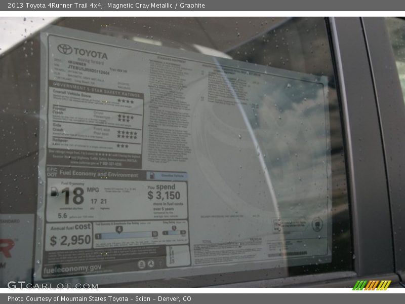 Magnetic Gray Metallic / Graphite 2013 Toyota 4Runner Trail 4x4