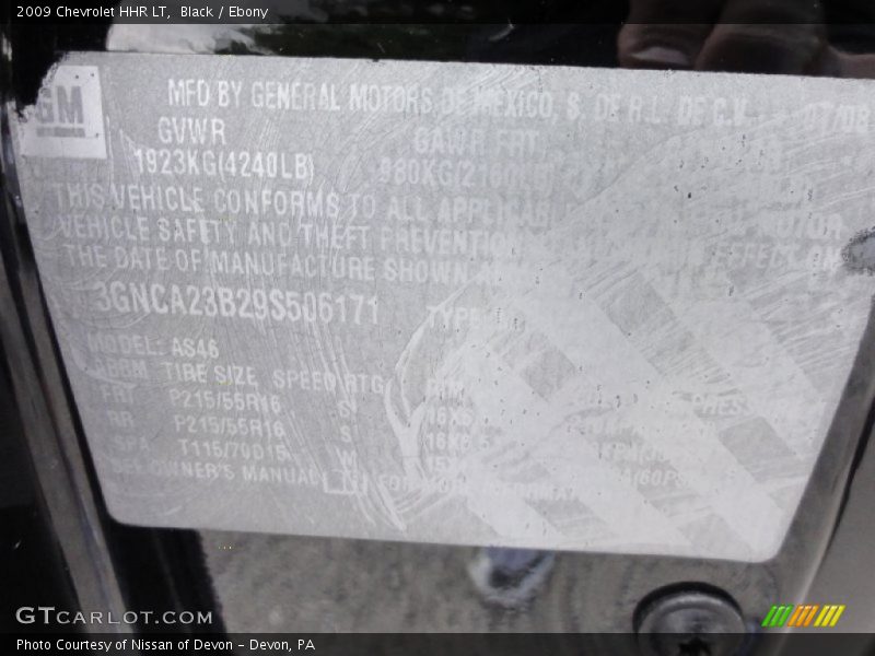 Black / Ebony 2009 Chevrolet HHR LT