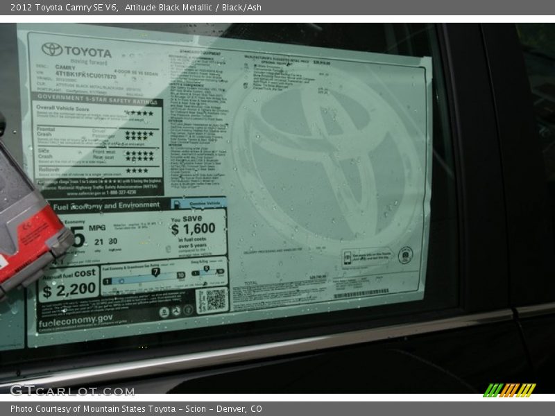 Attitude Black Metallic / Black/Ash 2012 Toyota Camry SE V6