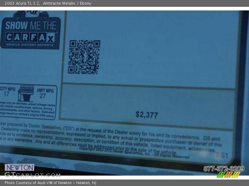 Anthracite Metallic / Ebony 2003 Acura TL 3.2