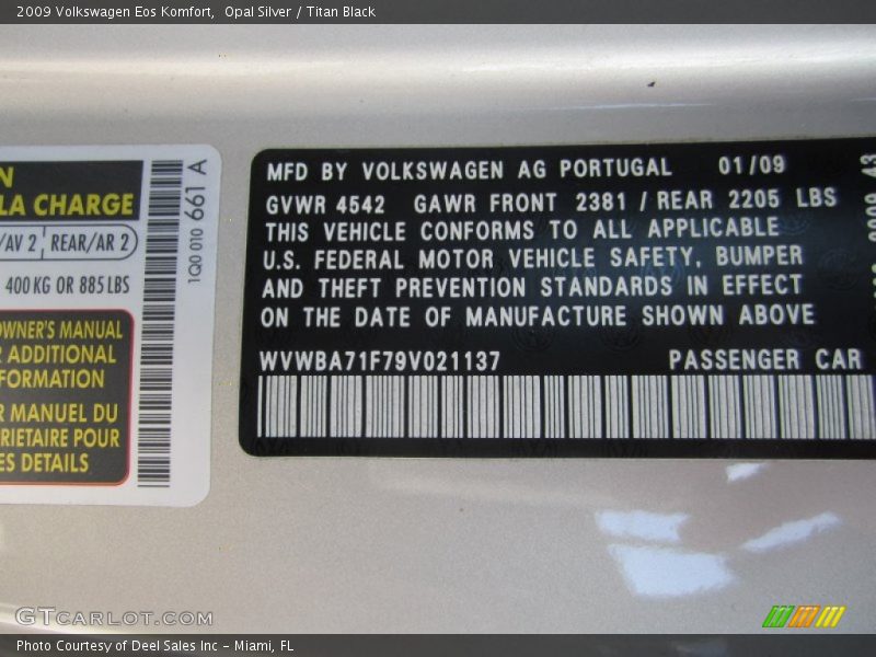 Opal Silver / Titan Black 2009 Volkswagen Eos Komfort