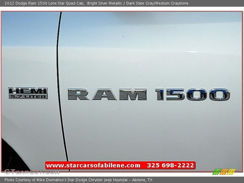 Bright Silver Metallic / Dark Slate Gray/Medium Graystone 2012 Dodge Ram 1500 Lone Star Quad Cab