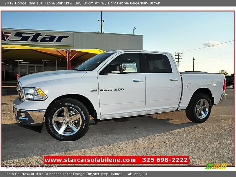 Bright White / Light Pebble Beige/Bark Brown 2012 Dodge Ram 1500 Lone Star Crew Cab