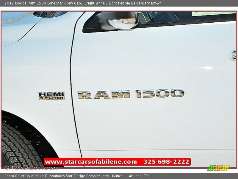 Bright White / Light Pebble Beige/Bark Brown 2012 Dodge Ram 1500 Lone Star Crew Cab