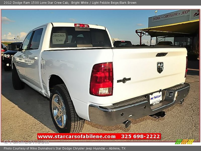Bright White / Light Pebble Beige/Bark Brown 2012 Dodge Ram 1500 Lone Star Crew Cab
