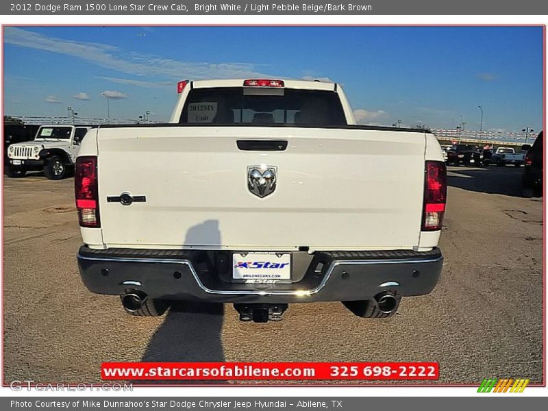 Bright White / Light Pebble Beige/Bark Brown 2012 Dodge Ram 1500 Lone Star Crew Cab