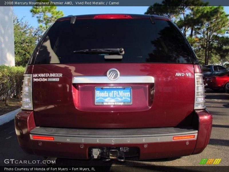 Vivid Red Metallic / Camel 2008 Mercury Mountaineer Premier AWD
