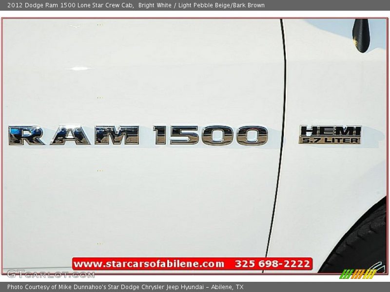 Bright White / Light Pebble Beige/Bark Brown 2012 Dodge Ram 1500 Lone Star Crew Cab