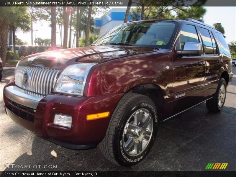 Vivid Red Metallic / Camel 2008 Mercury Mountaineer Premier AWD