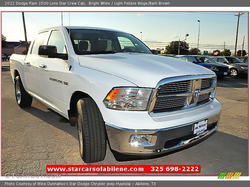 Bright White / Light Pebble Beige/Bark Brown 2012 Dodge Ram 1500 Lone Star Crew Cab